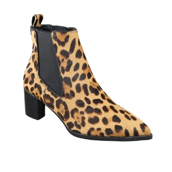 Nine West Leopard Print Genuine Cow Hair Chelsea Boots NWT - Picture 5 of 7